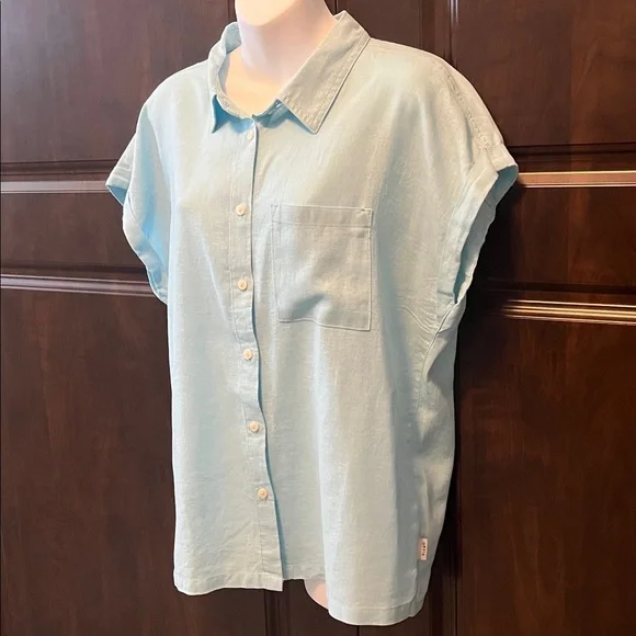 NWT Orvis Linen-Blend Top Button Front Blouse - Picture 3 of 8